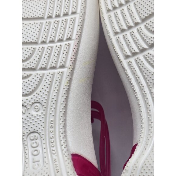 Crocs Isabella White And Pink T-Strap Iconic Comfort Sandal Size 9 Women's - Picture 13 of 15